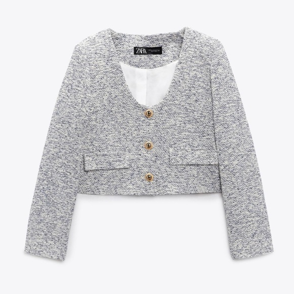 ZARA GOLD BUTTON TEXTURED BLAZER‎